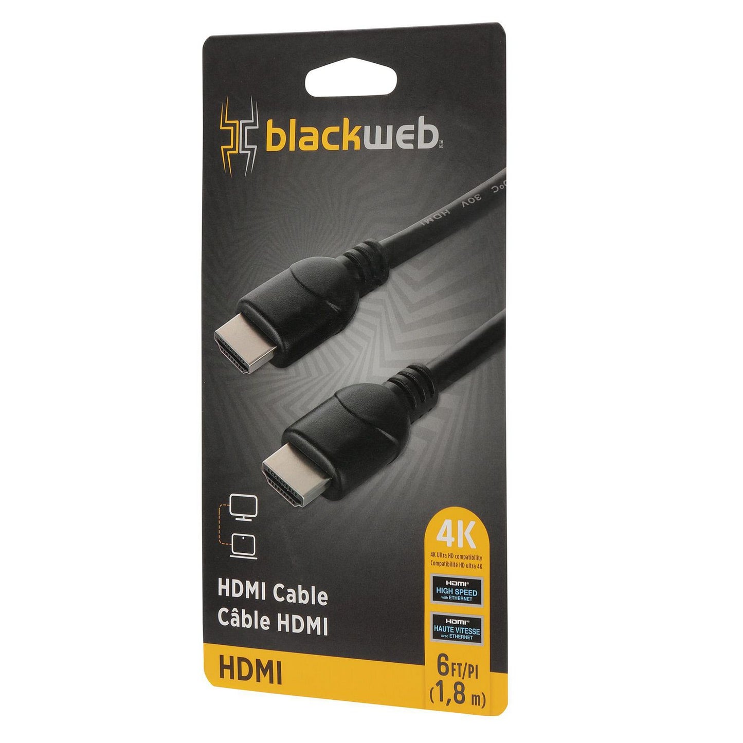 blackweb 6 FT 4K Premium HDMI Cable (Black)